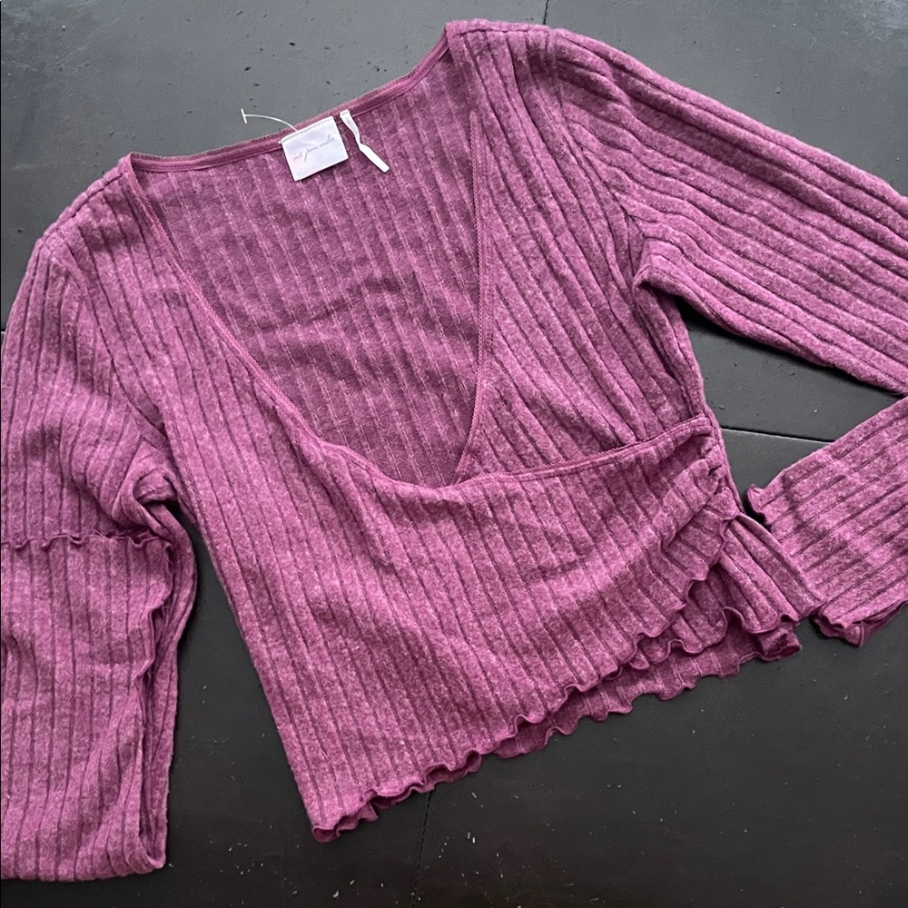Out From Under Ribbed Wrap Top